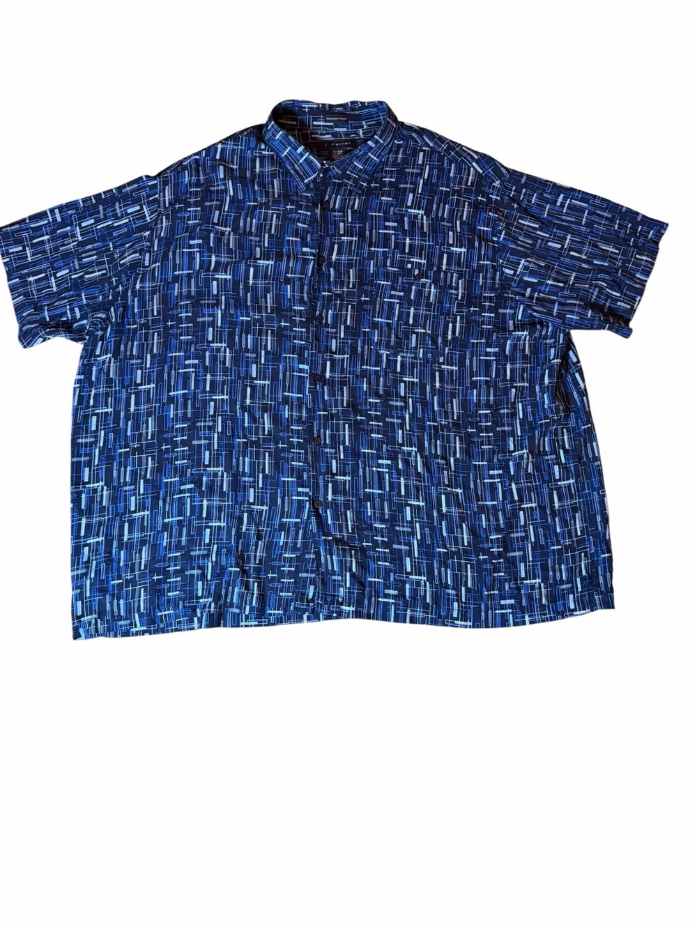 jf j.ferrar Blue Patterned Short-Sleeve Button-Down Shirt